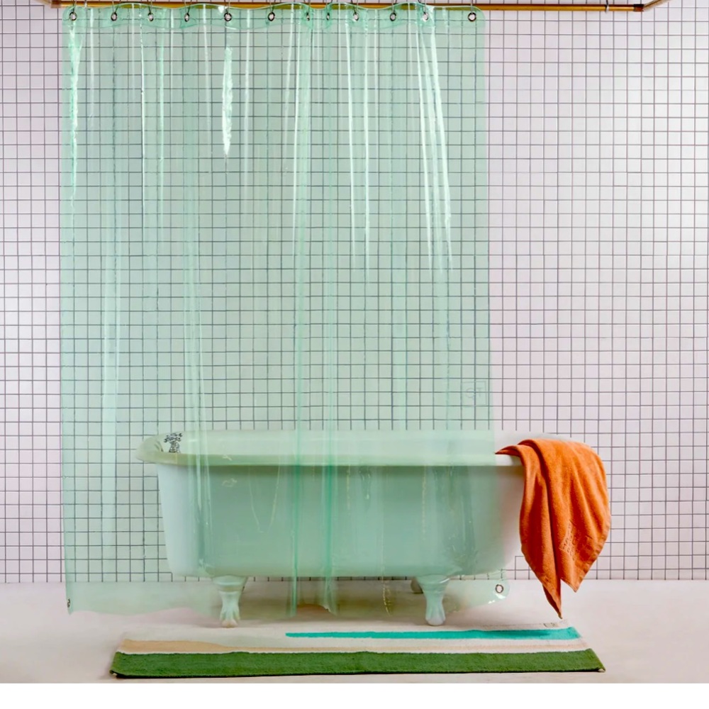 Quiet town quiettown home High light green seafoam shower curtain clear